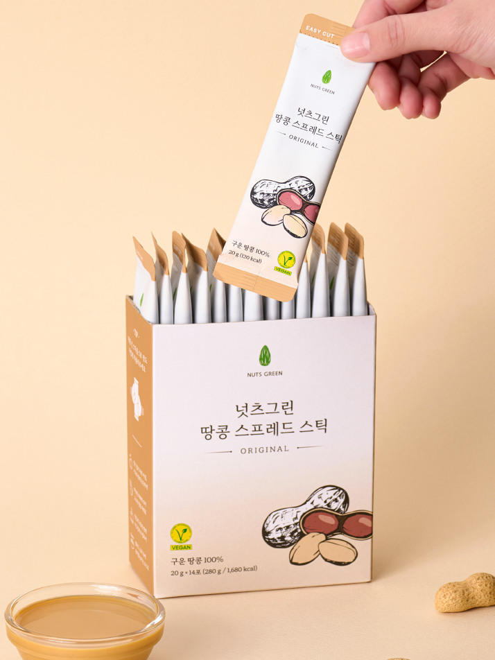 넛츠그린 땅콩 버터 100% 피넛 무가당 무설탕 스프레드 짜먹는 땅콩쨈 스틱