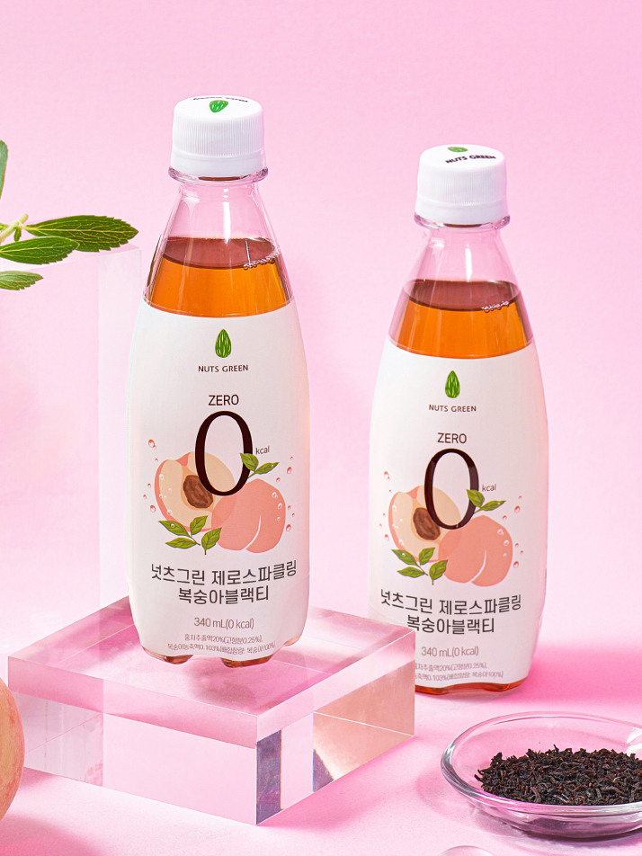 넛츠그린 제로스파클링 복숭아블랙티 제로칼로리 저칼로리 탄산음료 24병