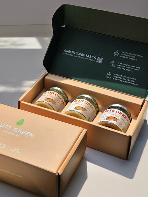 넛츠그린 무가당 100% 땅콩 + 크런치 + 아몬드 버터 무첨가 무설탕 스프레드 선물세트