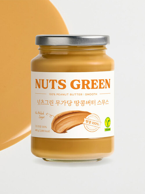 넛츠그린 대용량 무가당 땅콩버터 스무스 100% 무설탕 피넛 스프레드 480g