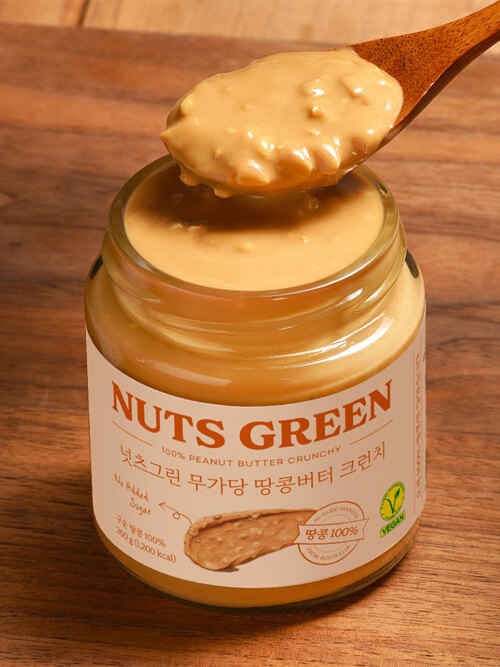 넛츠그린 무가당 땅콩버터 크런치 무첨가 피넛 잼 스프레드 200g