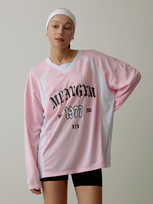 스플라이스 매쉬 롱 슬리브 베이비핑크