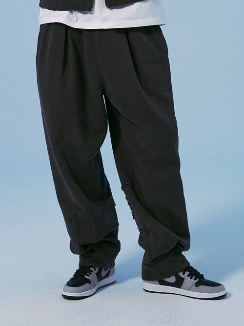 투웨이 아플리 패치 스웻팬츠 차콜