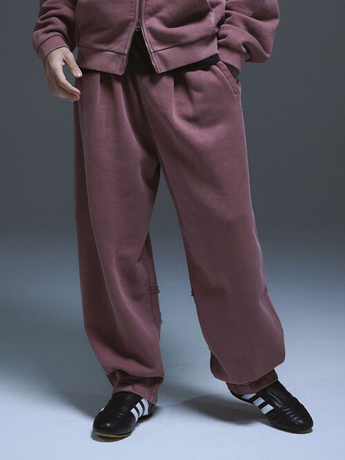 투웨이 아플리 패치 스웻팬츠 인디핑크