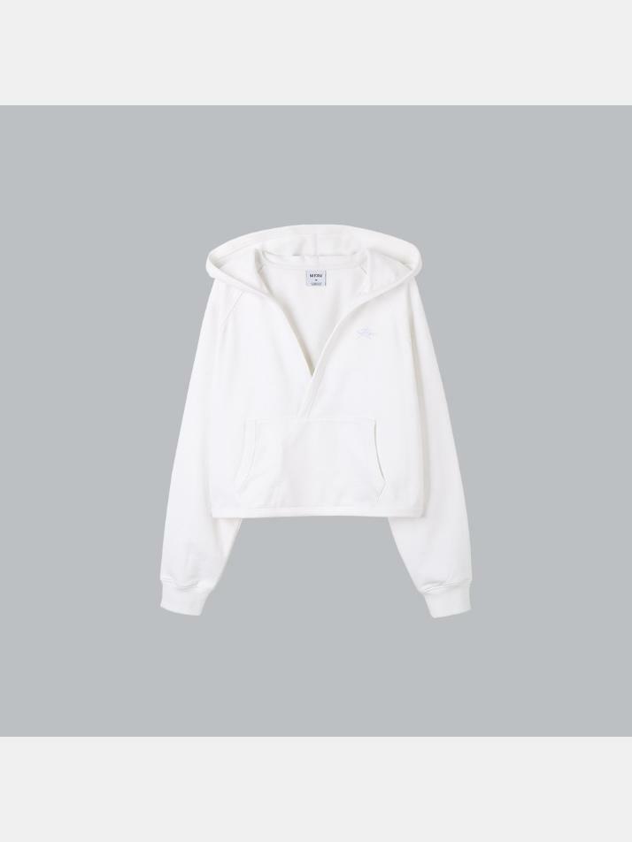 크로스 랩 플립 후드티 화이트