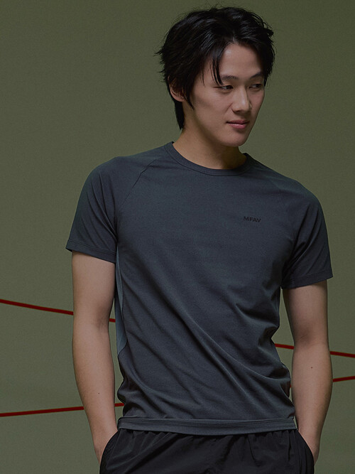 사이버 매쉬 머슬 숏슬리브 차콜