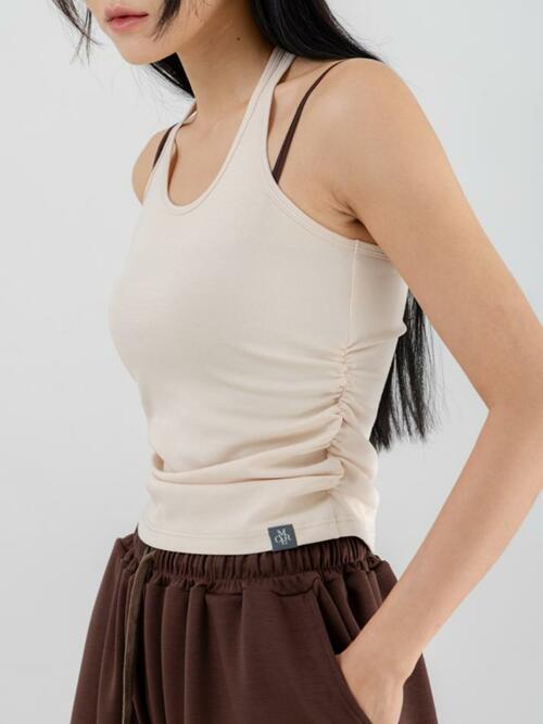 홀터 셔링 슬리브리스 4TT5472