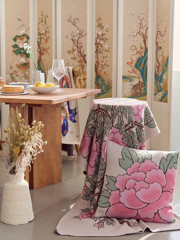 화병모란도 블랭킷