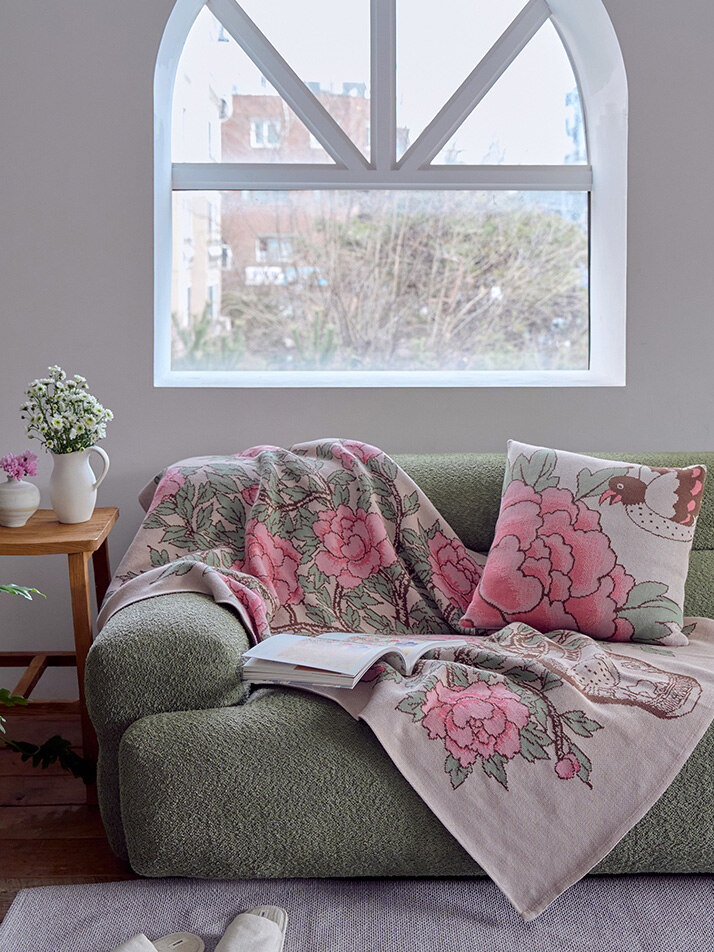 화병모란도 블랭킷