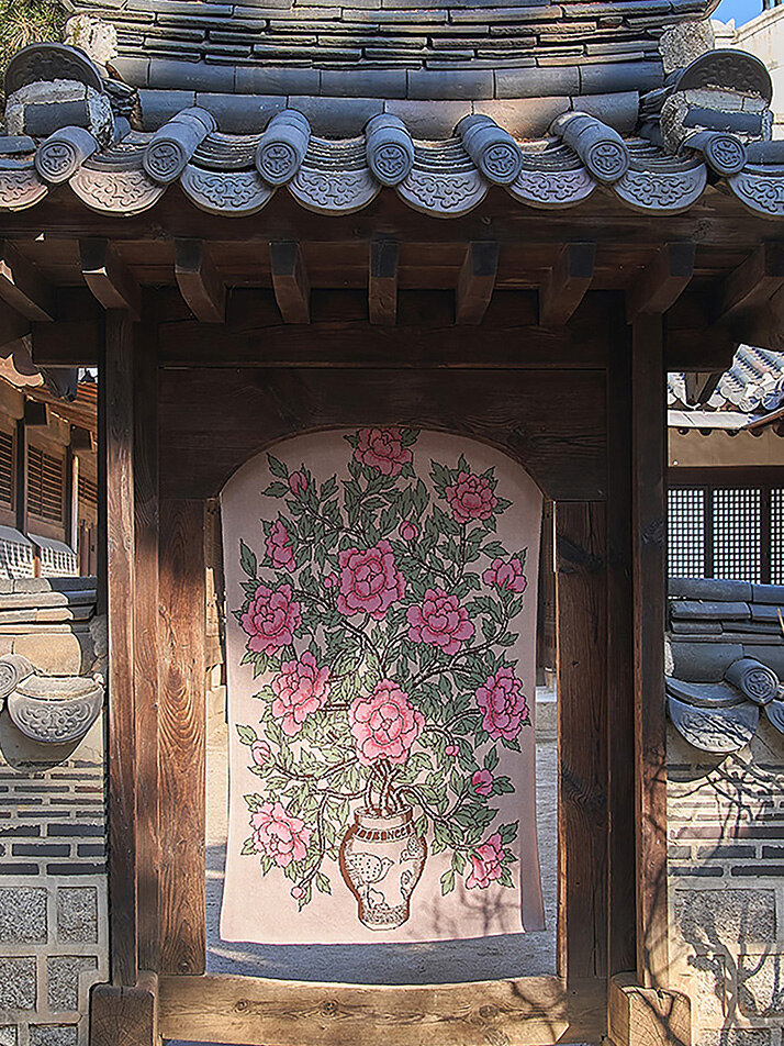 화병모란도 블랭킷