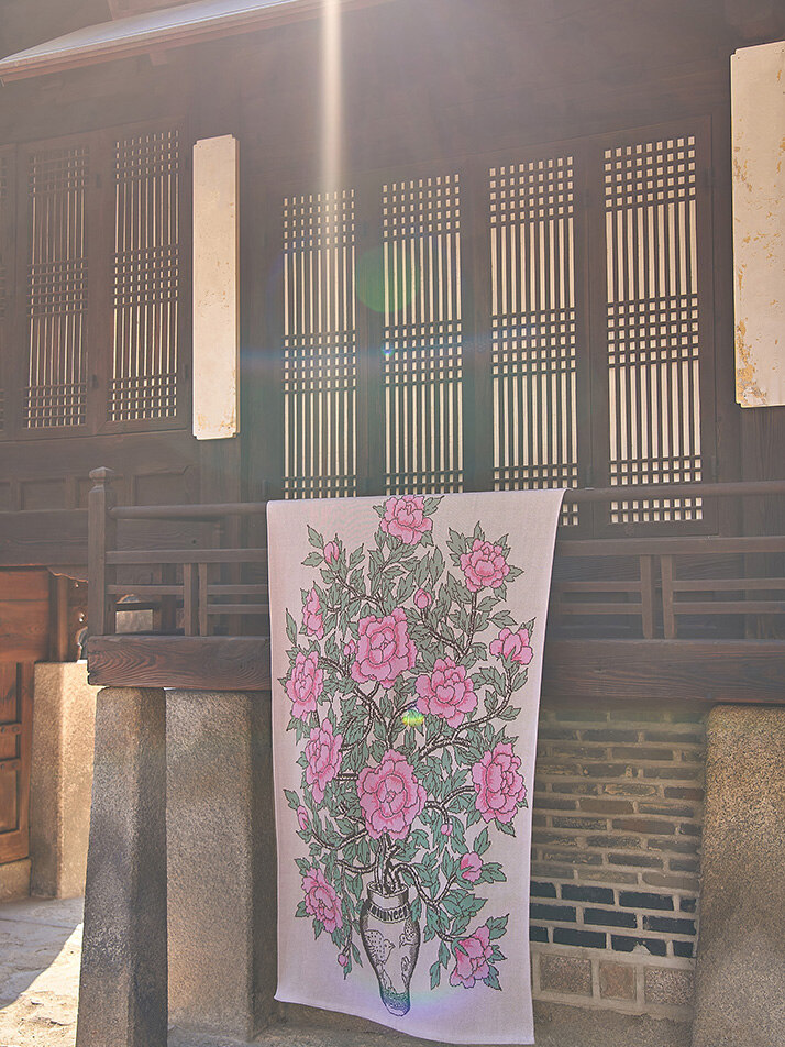 화병모란도 블랭킷