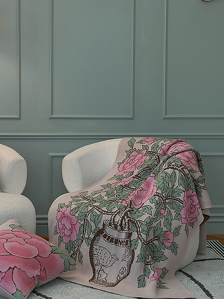 화병모란도 블랭킷