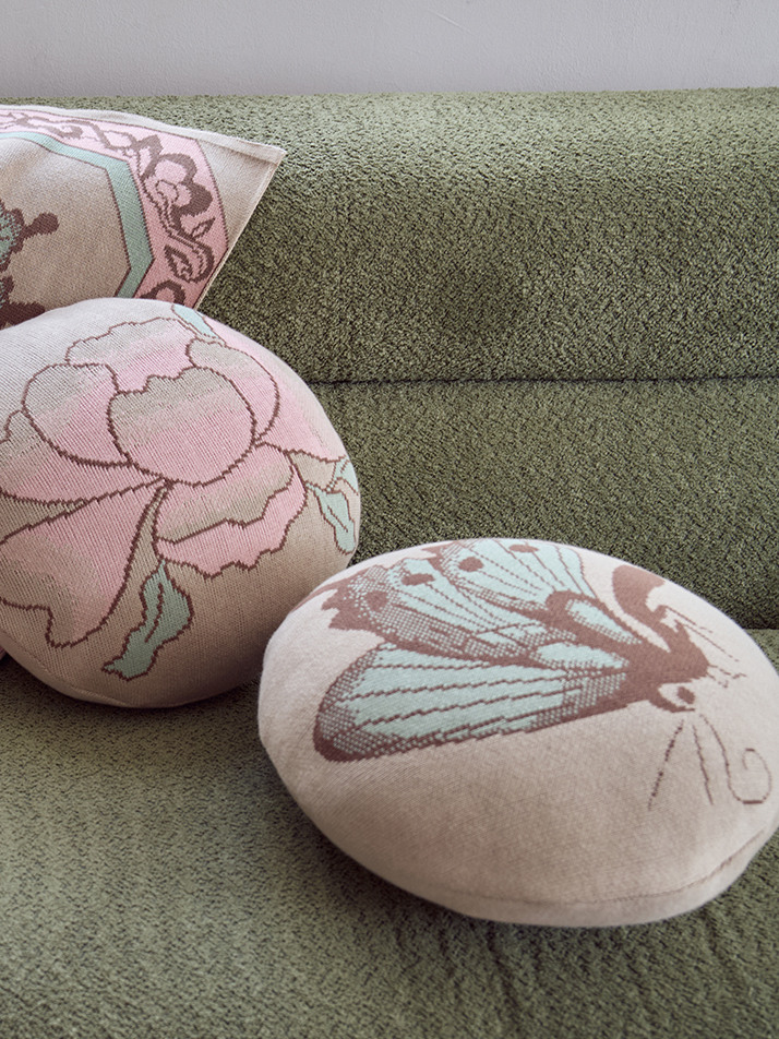 나비원형 쿠션커버(민트)