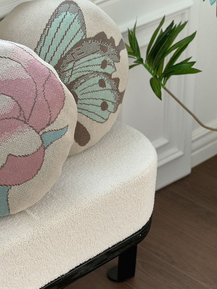 나비원형 쿠션커버(민트)