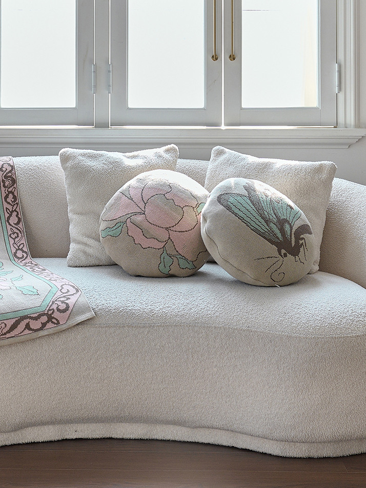 나비원형 쿠션커버(민트)