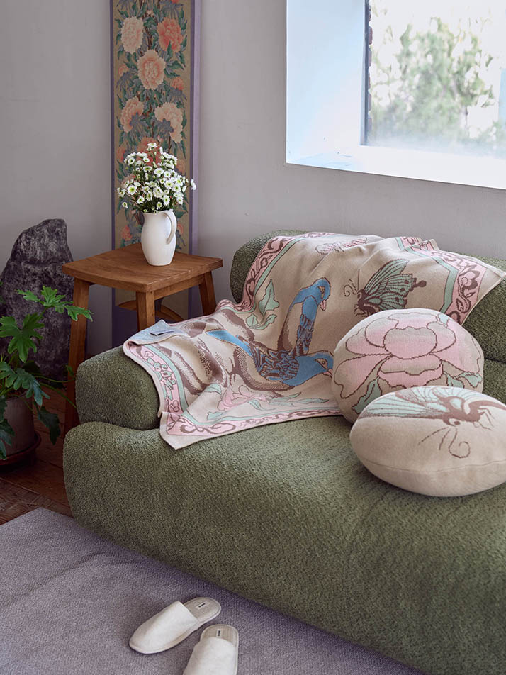 나비원형 쿠션커버(민트)