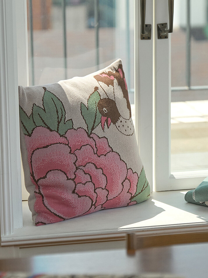 모란과 새 쿠션커버