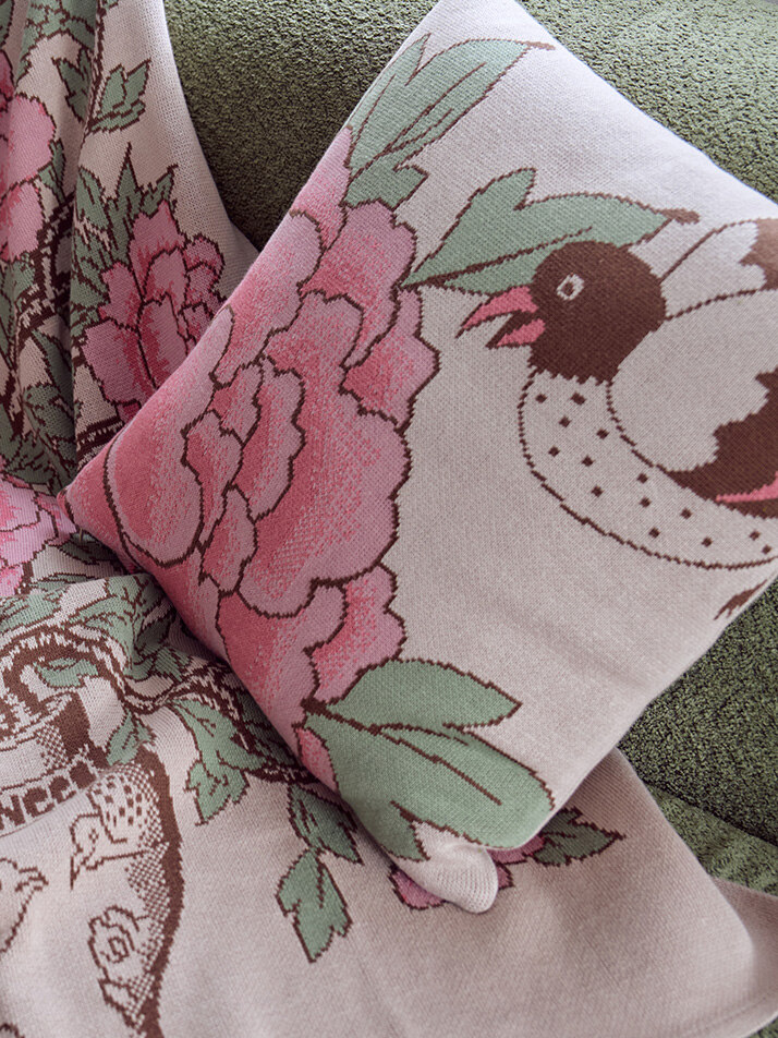 모란과 새 쿠션커버