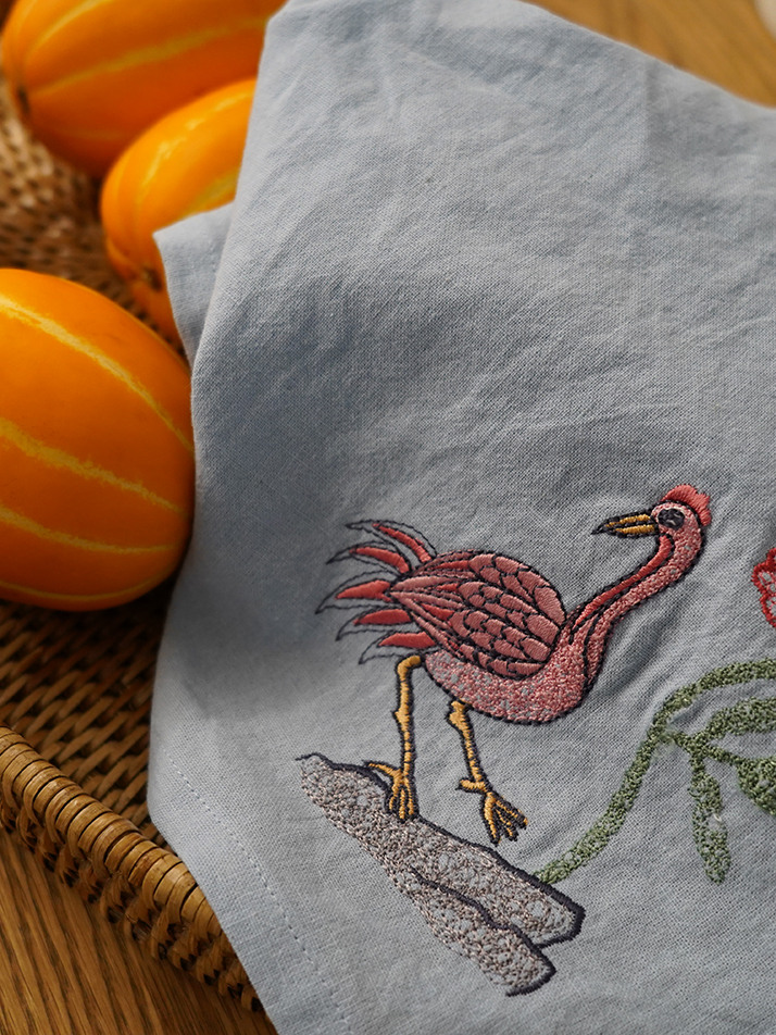 장생도 자수 손수건