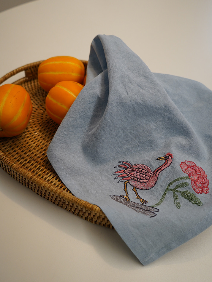 장생도 자수 손수건