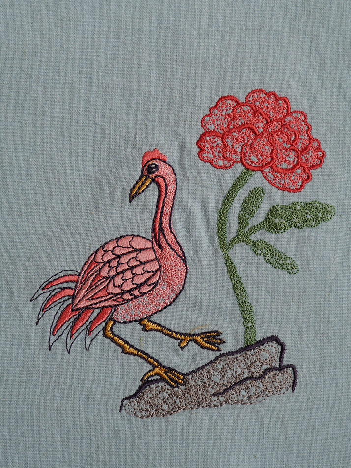 장생도 자수 손수건