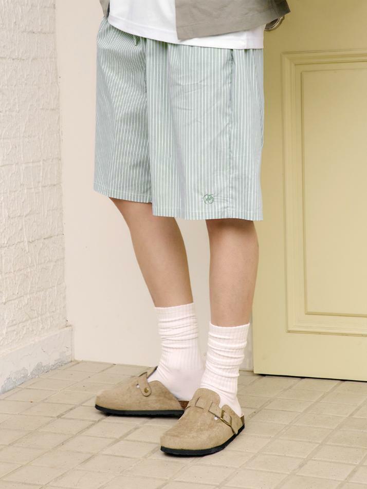 코튼 스트라이프 버뮤다 파자마 팬츠