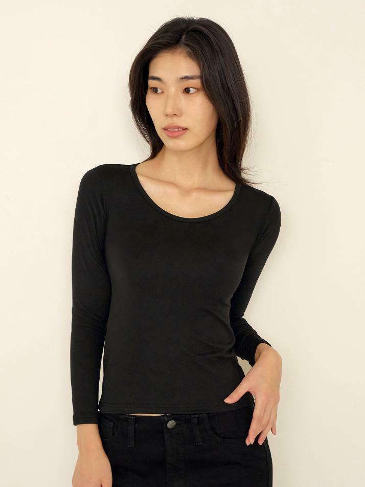 히트터치 슬림핏 U넥 베이직 티셔츠