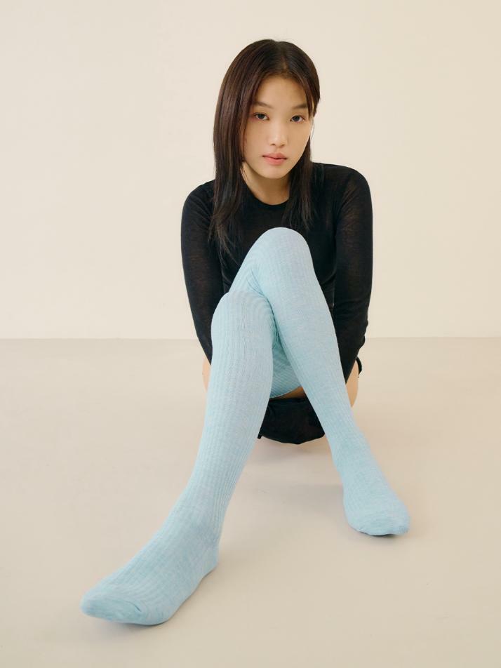 넉넉 컬러 골지 오버 니삭스