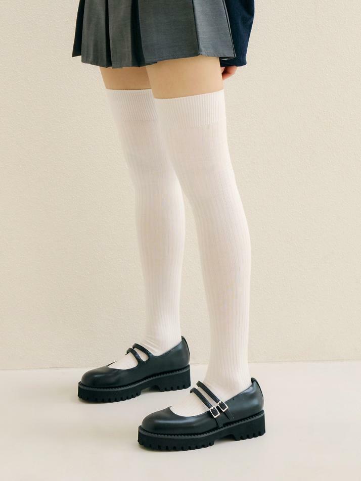 넉넉 컬러 골지 오버 니삭스