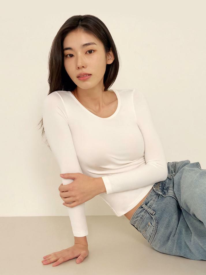 [2SET] 히트터치 슬림핏 U넥 베이직 티셔츠