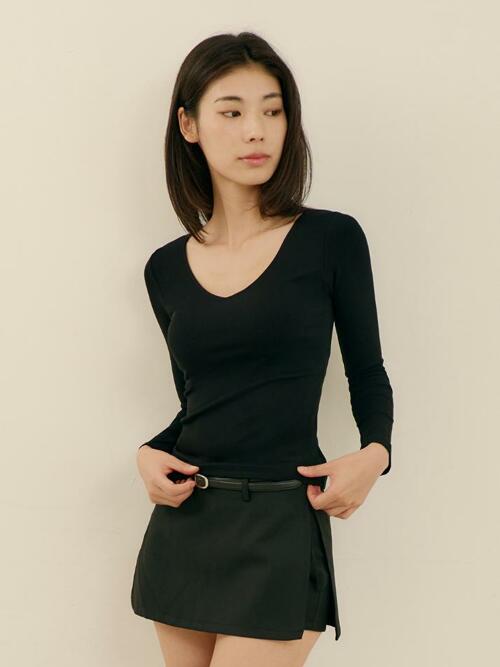 히트터치 브이넥 레이어드 긴팔 브라티