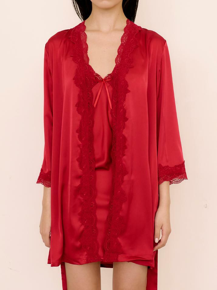 글로우 레이스 새틴 로브 가운