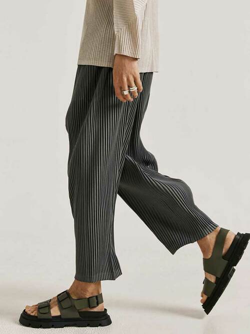 PT01X 플리츠 접이 핀턱 팬츠 [다크 그레이]