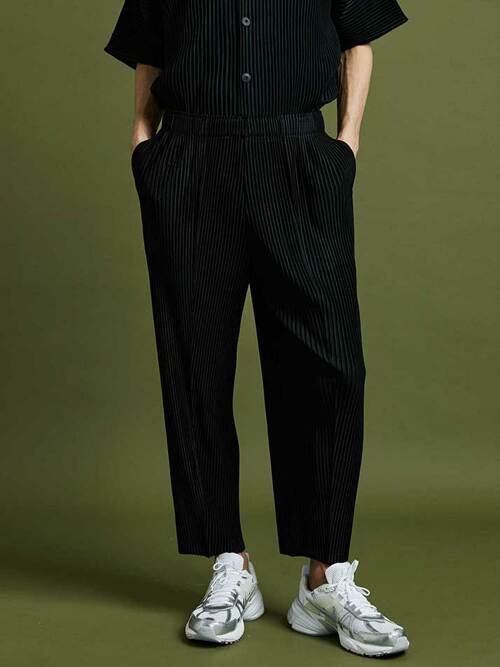 PT01X 플리츠 접이 핀턱 팬츠 [블랙]