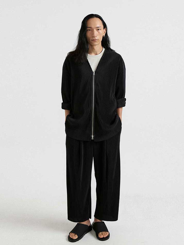 PT11X 플리츠 와이드 핀턱 팬츠 [블랙]