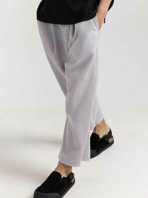 PT11X 플리츠 와이드 핀턱 팬츠 [라이트그레이]