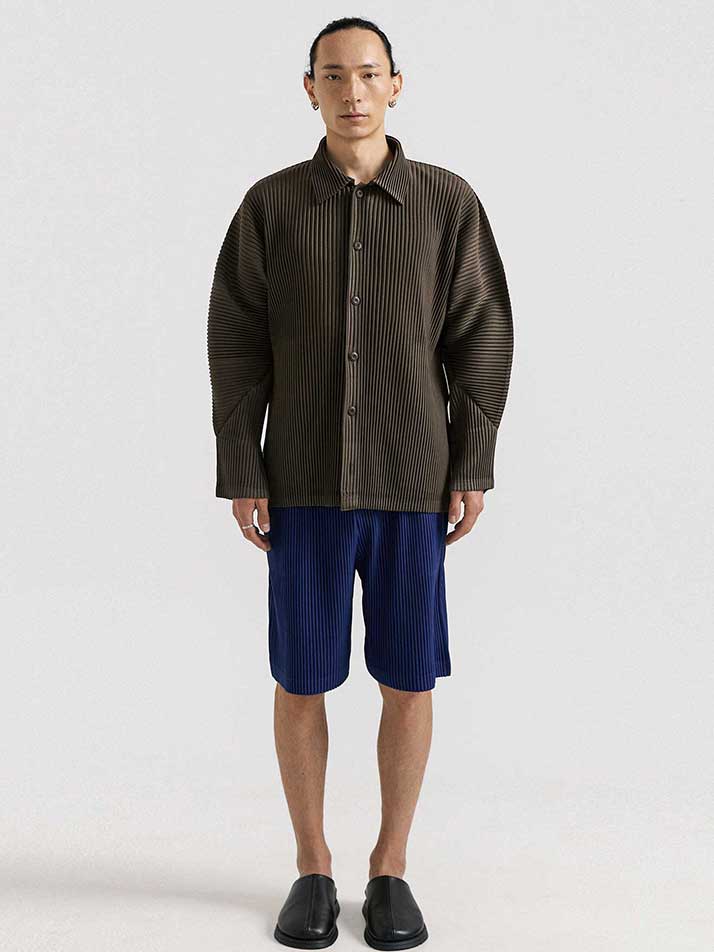 PS02X 플리츠 단추 긴팔 오픈 셔츠 가디건 [다크 브라운]