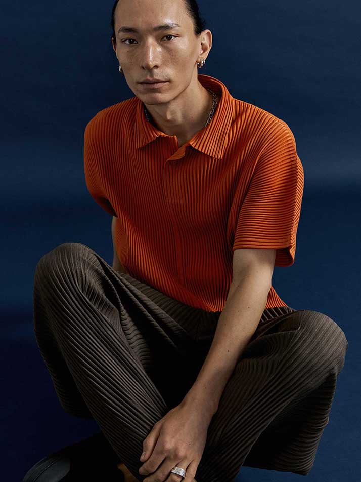 PS04X 플리츠 카라 반팔 티셔츠 [당근]