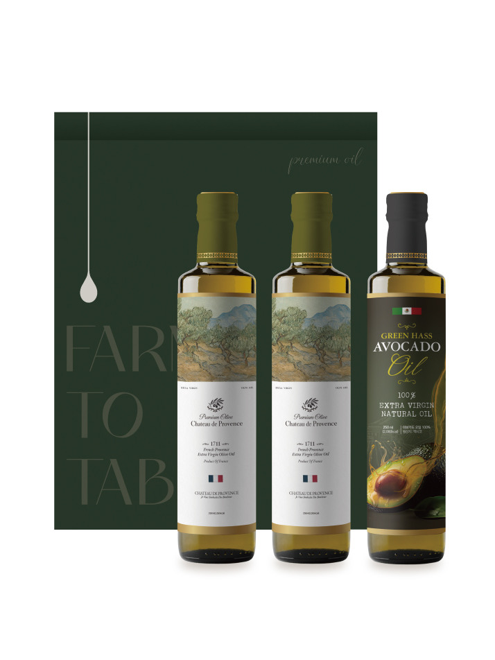 엑스트라 버진 올리브 오일&엑스트라 버진 아보카도 오일 복합 선물 세트(3구)