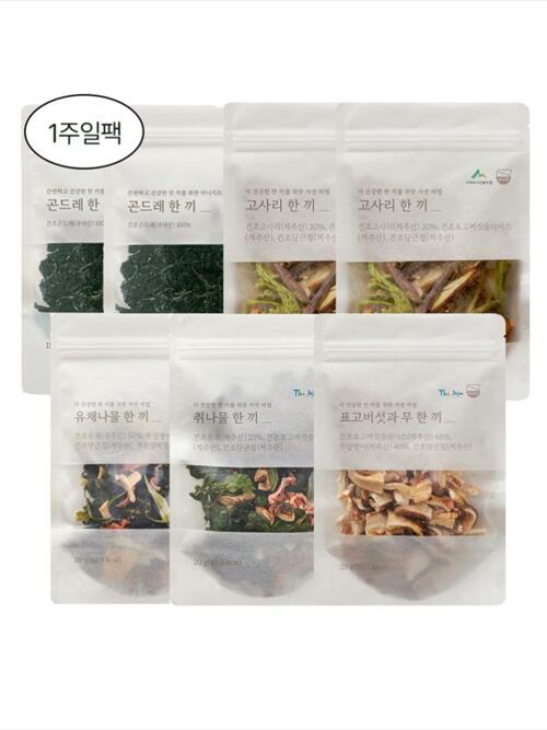 잇더밀 로컬푸드 건강 나물 1주일팩 (곤드레2/유채1/취1/표고무1/고사리2)