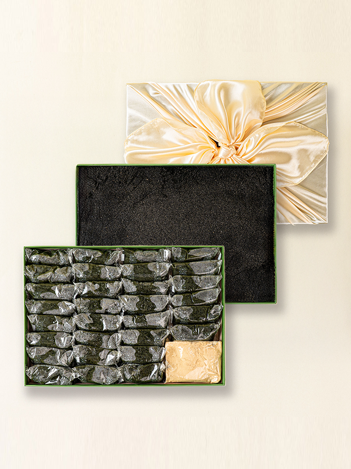 쑥인절미 쑥떡+쑥흑임자인절미 선물세트 (보자기+쇼핑백set)