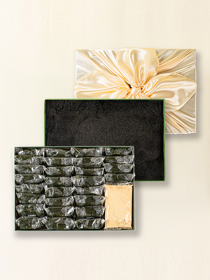 쑥인절미 쑥떡+쑥흑임자인절미 선물세트 (보자기+쇼핑백set)