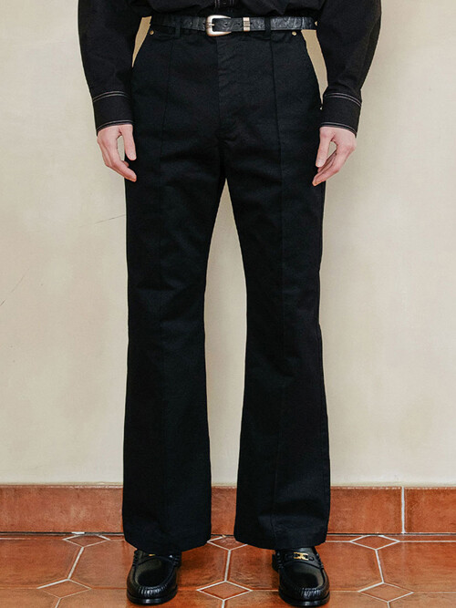 [MIJ] PIN BOOTS CUT CHINO PANTS - BLACK