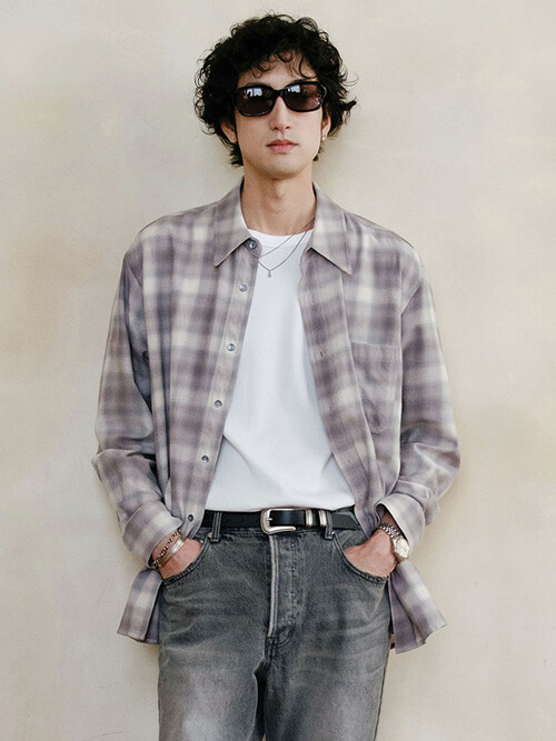 [MIJ] OMBRE CHECK SHIRT - BLUE & GRAY