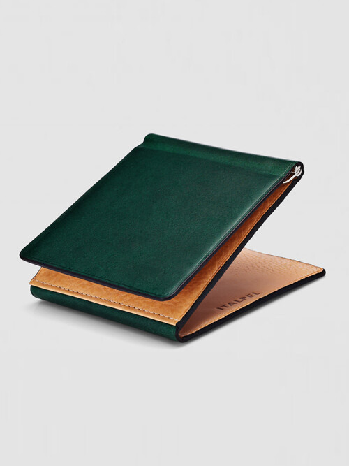 이탈펠 이태리 베지터블 천연소가죽 부테로 머니클립 삼단지갑 PL136GN