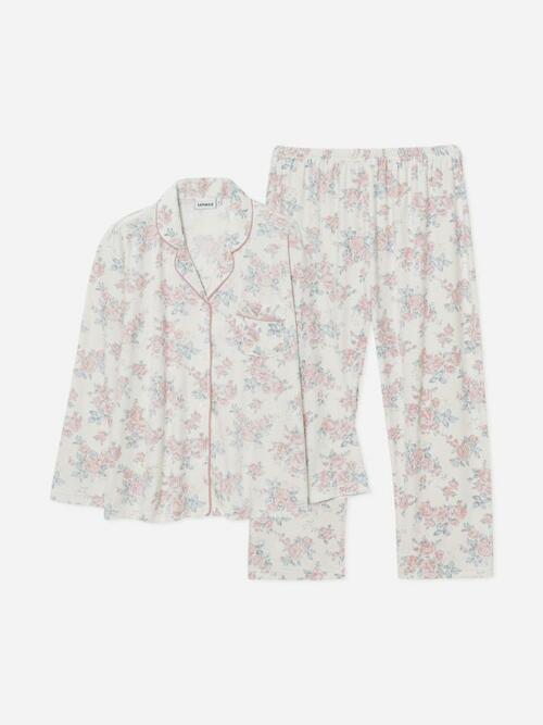 여성 에덴로즈 밍크스판 카라넥 긴소매 투피스 잠옷