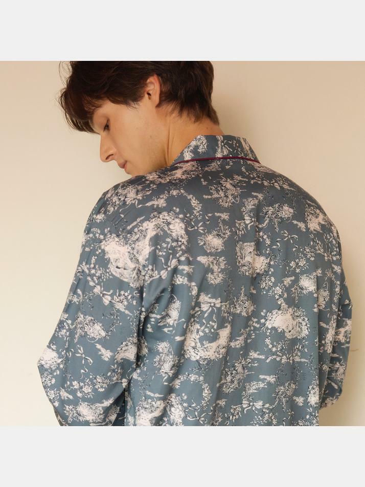 남성 샬롯 모달코튼 긴소매 카라넥 투피스 잠옷