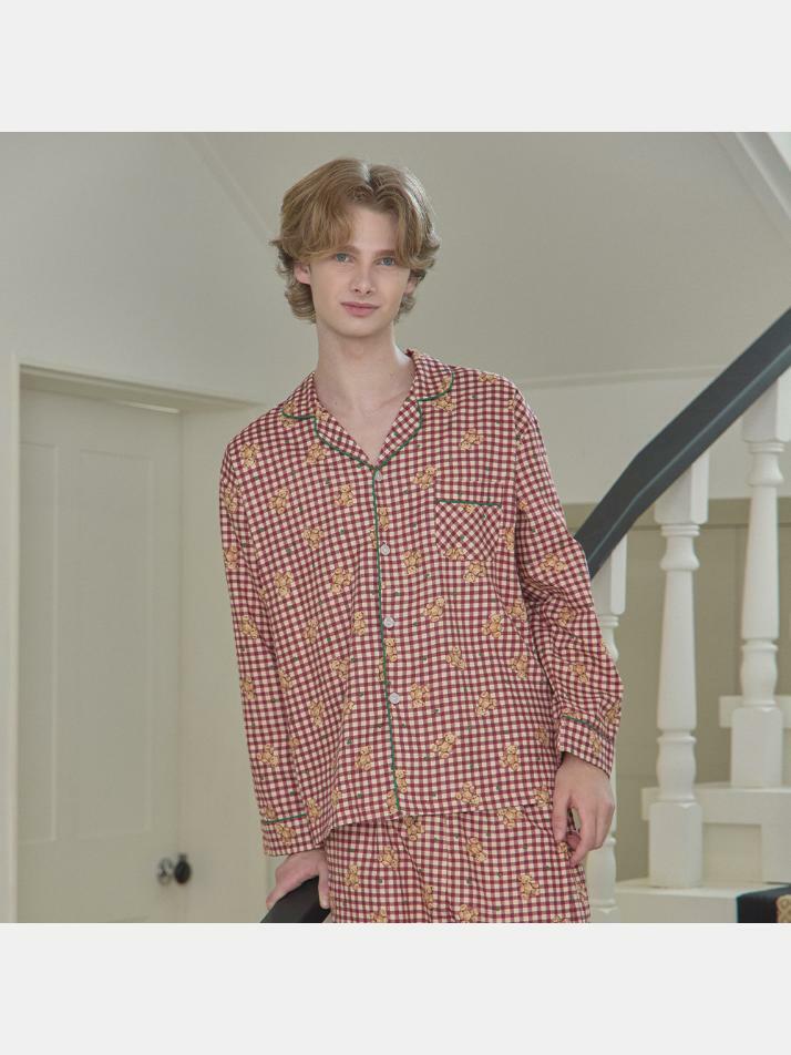 남성 스윗베어 긴소매 카라넥 투피스 잠옷