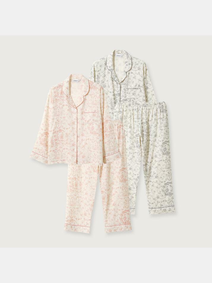 여성 로얄가든 코튼 긴소매 카라넥 투피스 잠옷(2C)