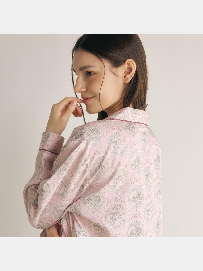 여성 프리베 모달코튼 긴소매 카라 투피스 잠옷